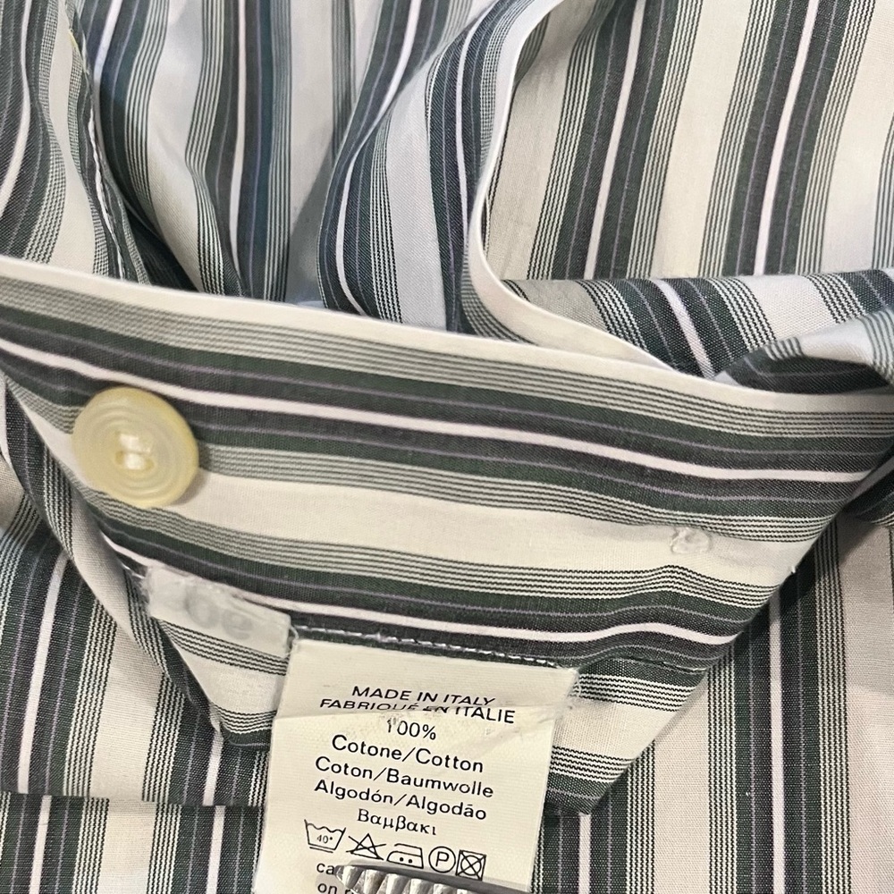 Two Flowers Striped Cotton Shirt XXL Made in Italy - Picture 9 of 10